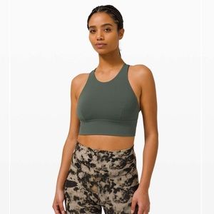 Lululemon Wunder Train Longline Bra olive green high neck long line crop top 6